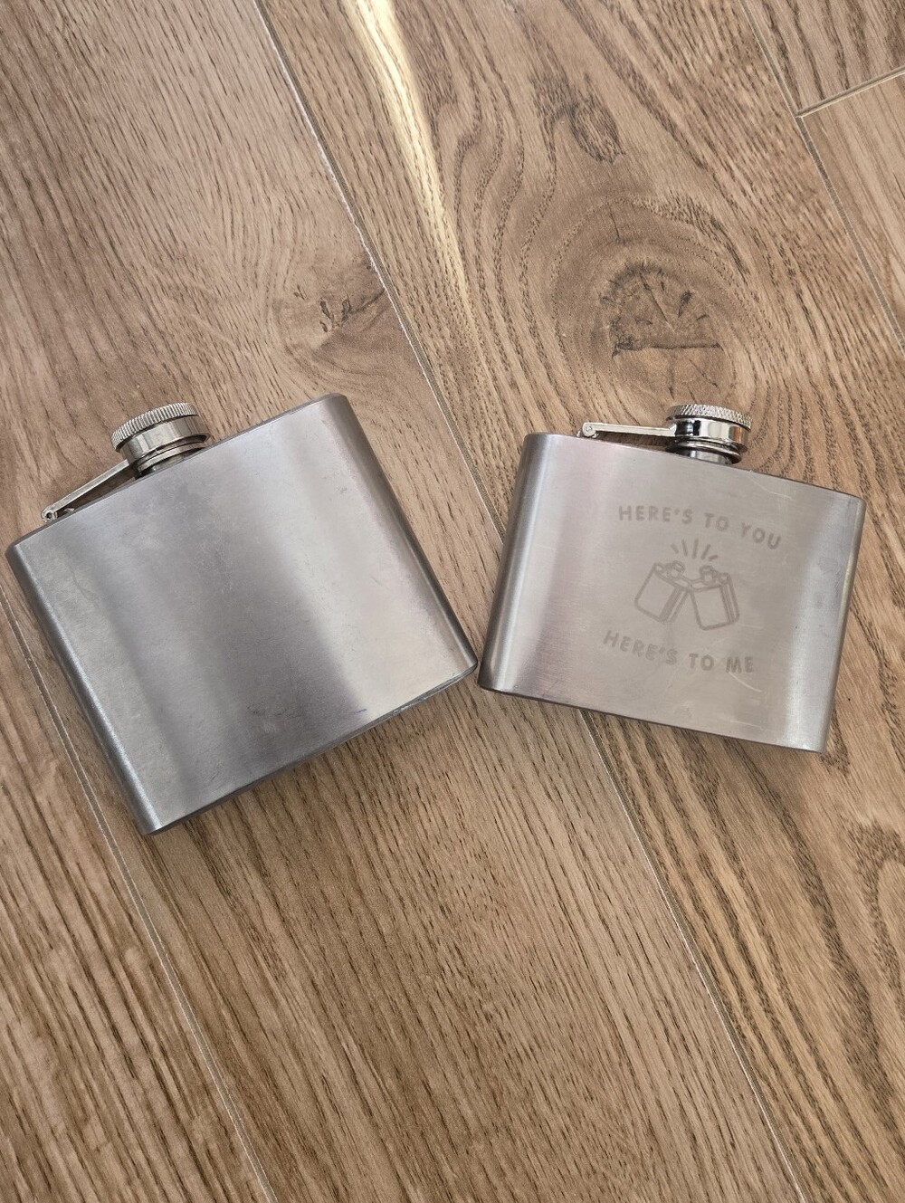 Set of 2 Stainless Steel Hip Flasks